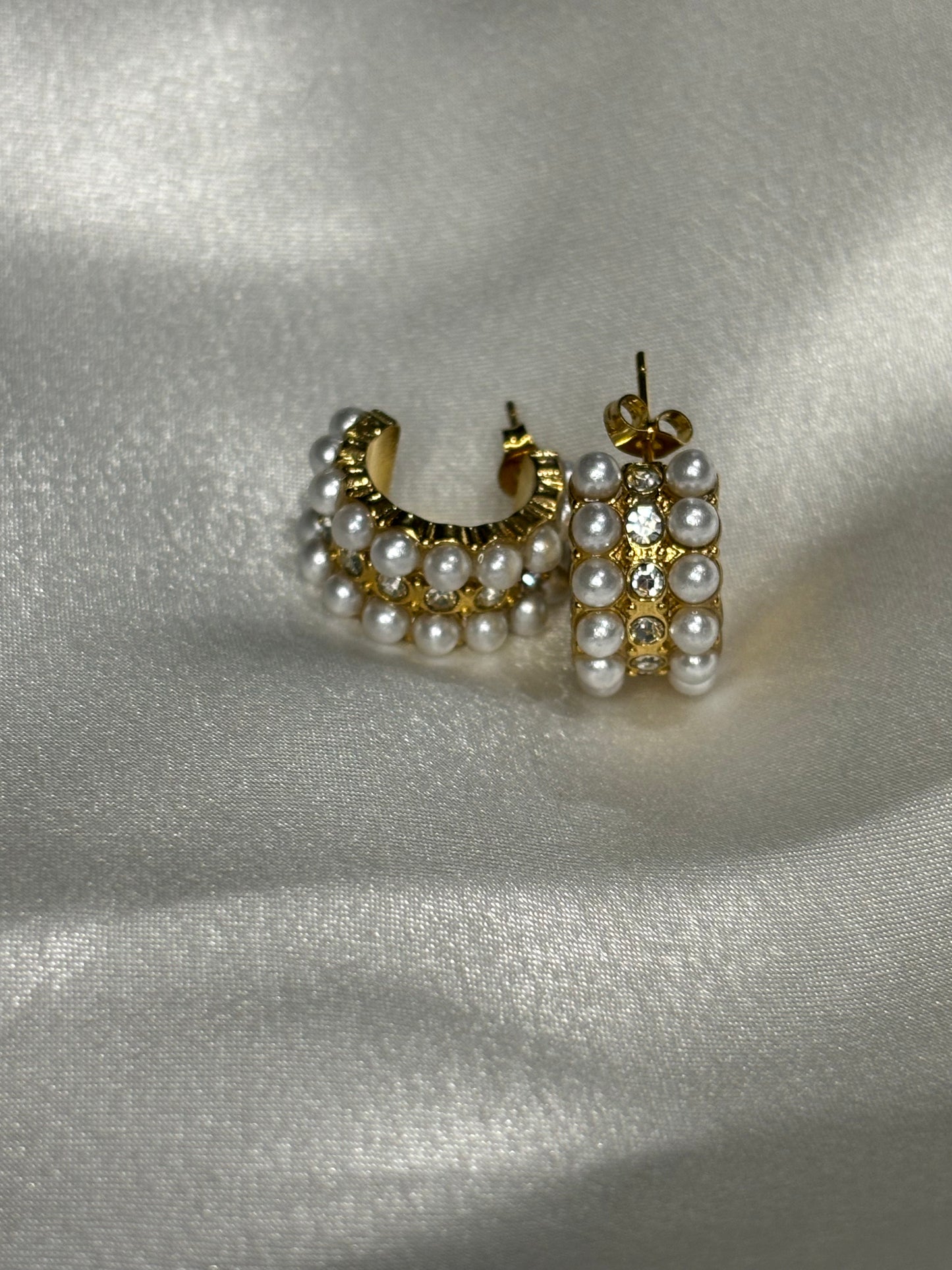 Isabella Χρυσοί Κρίκοι με Ζιργκόν & Πέρλες