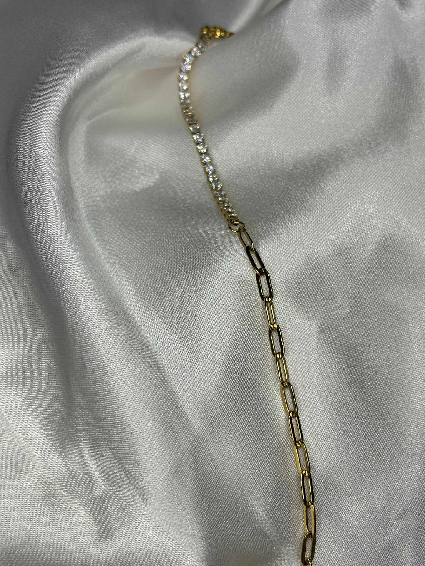 Silvana Χρυσό Βραχιόλι – Μισό Αλυσίδα & Μισό Ζιργκόν