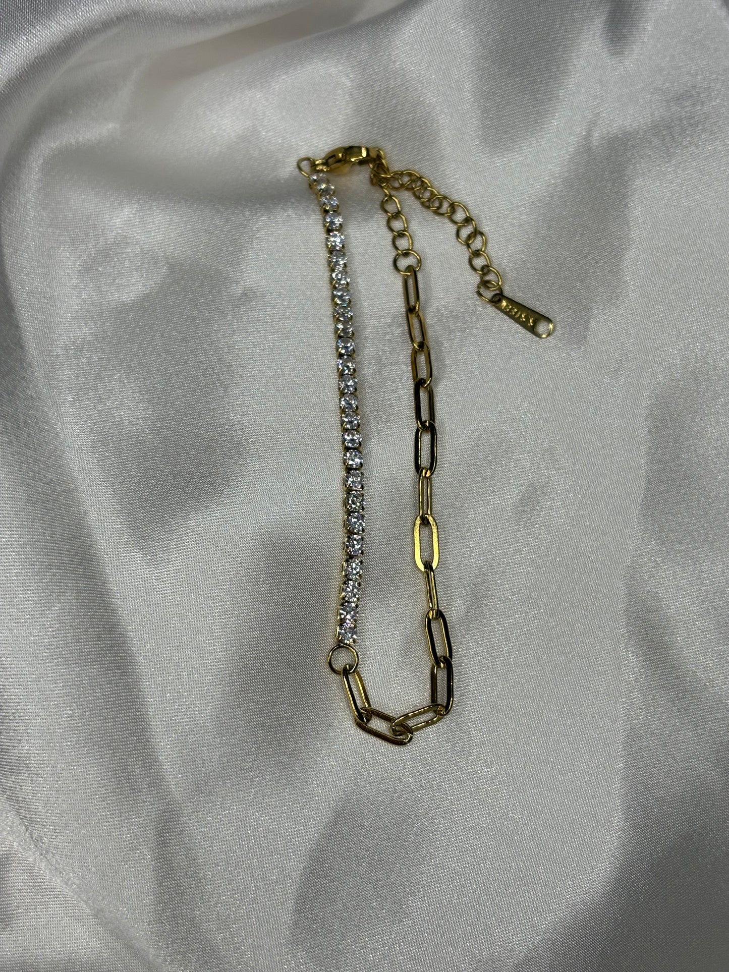 Silvana Χρυσό Βραχιόλι – Μισό Αλυσίδα & Μισό Ζιργκόν