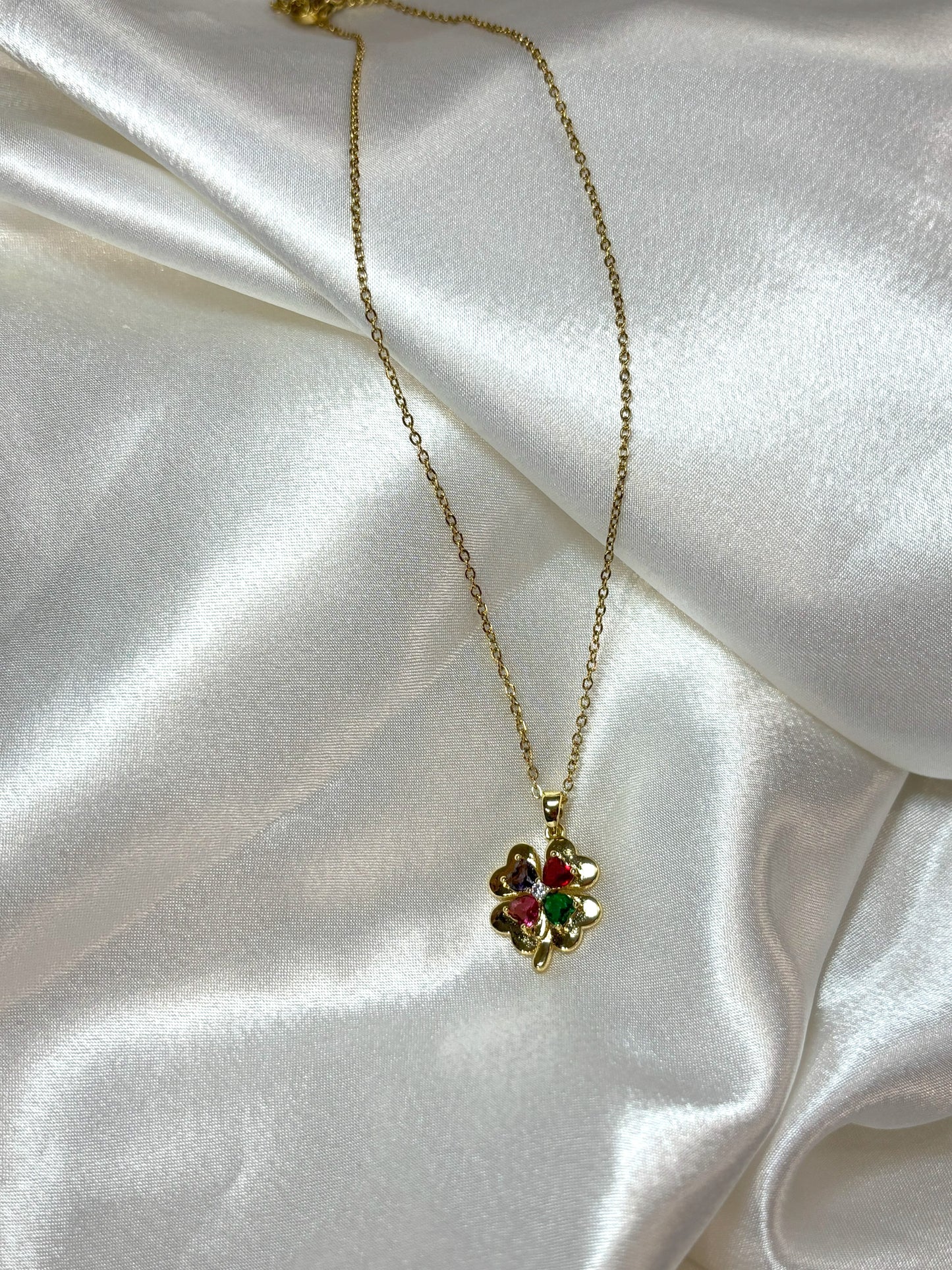 Ivonne Κολιέ με Τετράφυλλο Τριφύλλι & Πολύχρωμα Ζιργκόν