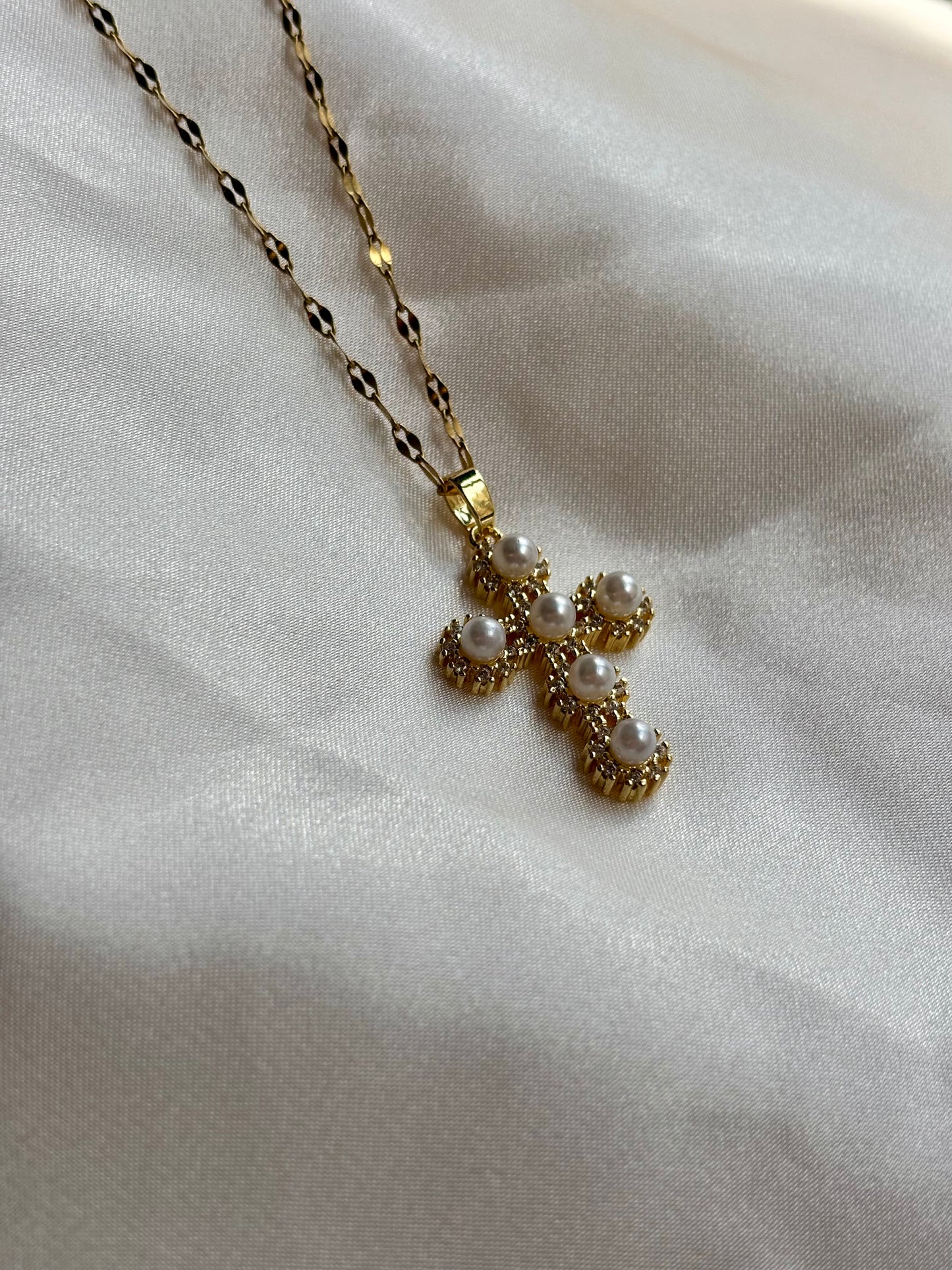 Theodora Κολιέ με Σταυρό, Ζιργκόν & Πέρλες