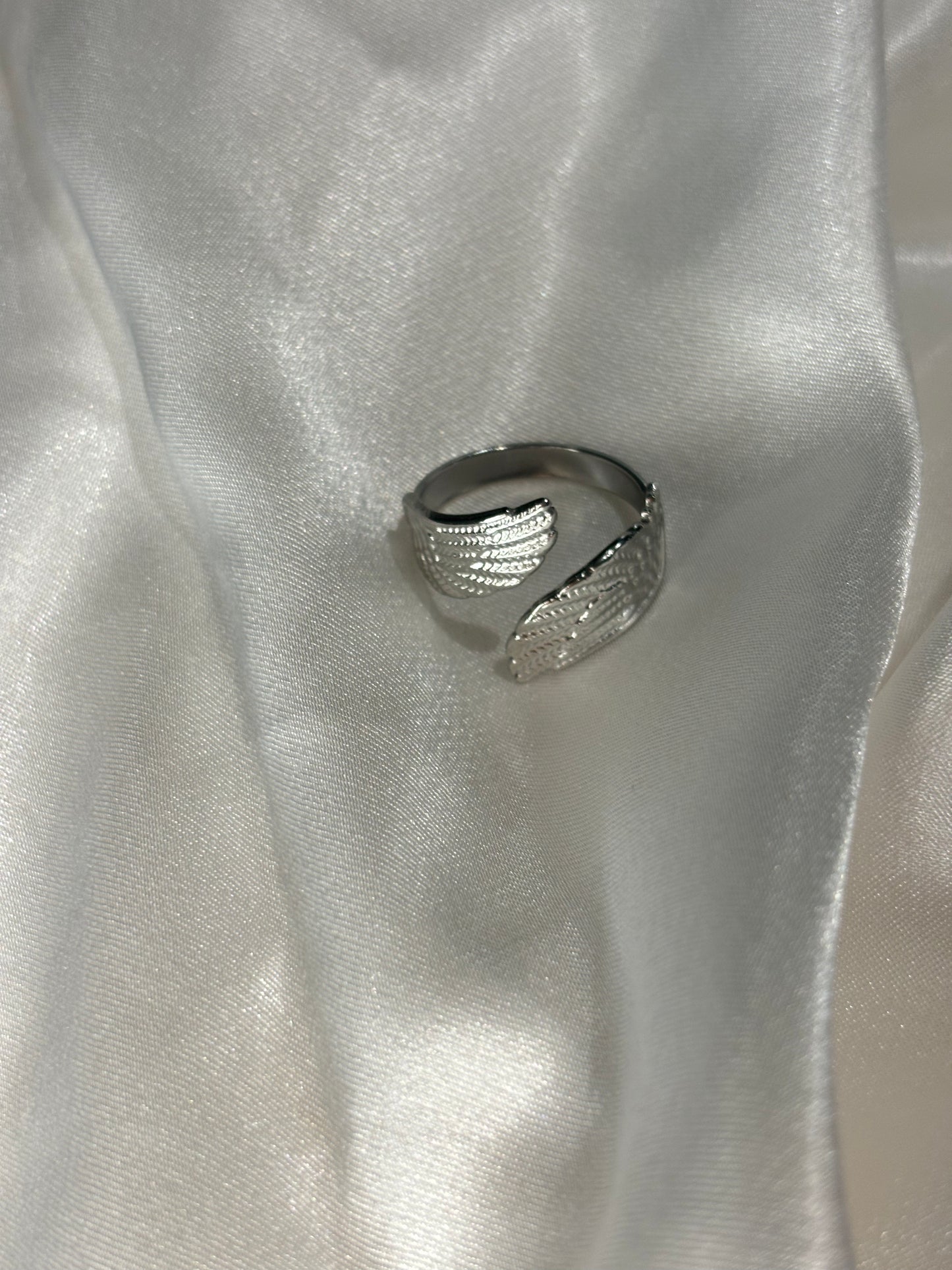 Aria Δαχτυλίδι με Σχέδιο Φτερά – Ρυθμιζόμενο, Σε Ασημί & Χρυσό