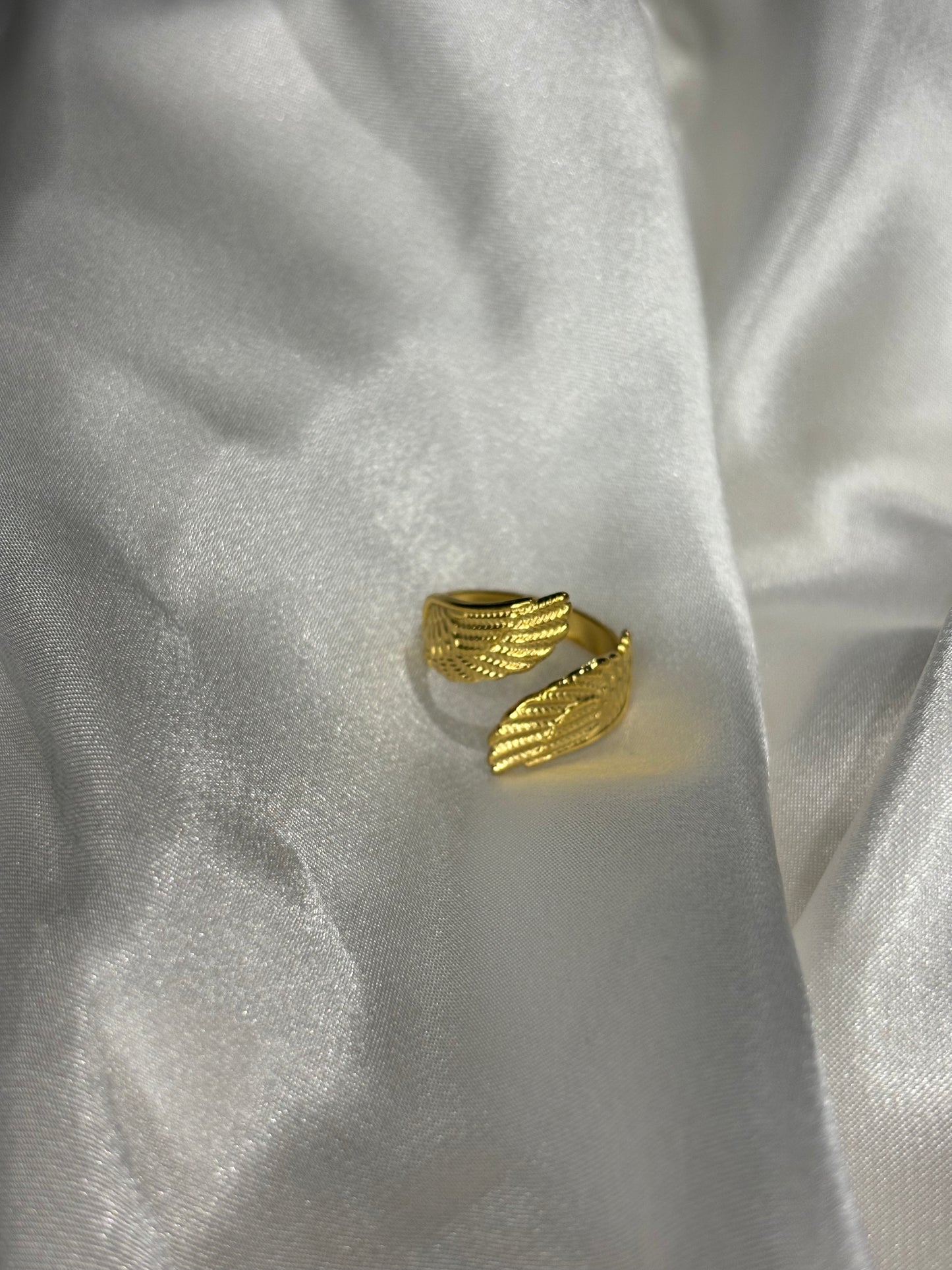 Aria Δαχτυλίδι με Σχέδιο Φτερά – Ρυθμιζόμενο, Σε Ασημί & Χρυσό