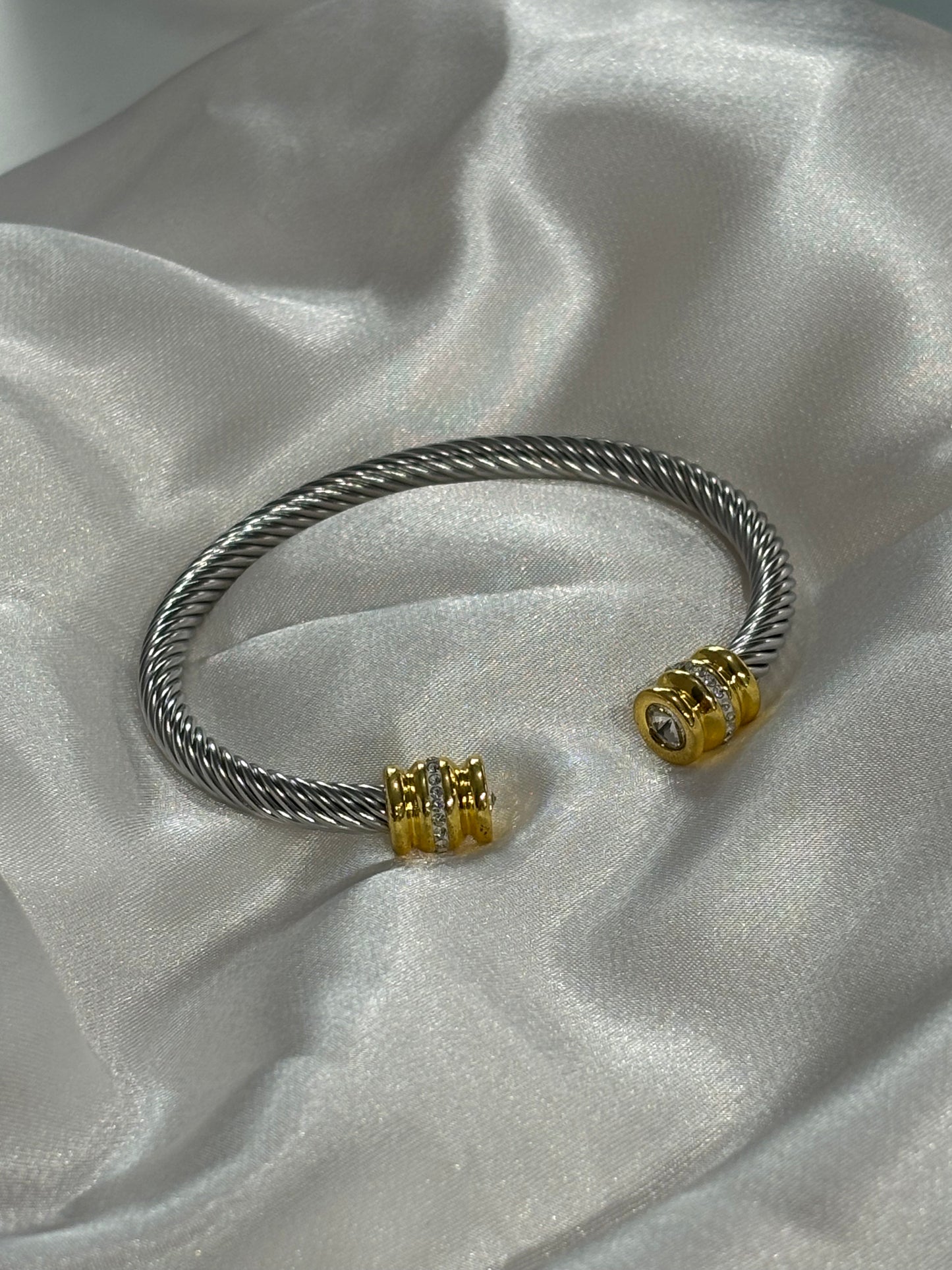 Dalia Ατσάλινο Βραχιόλι με Δίχρωμο Σχέδιο & Ζιργκόν