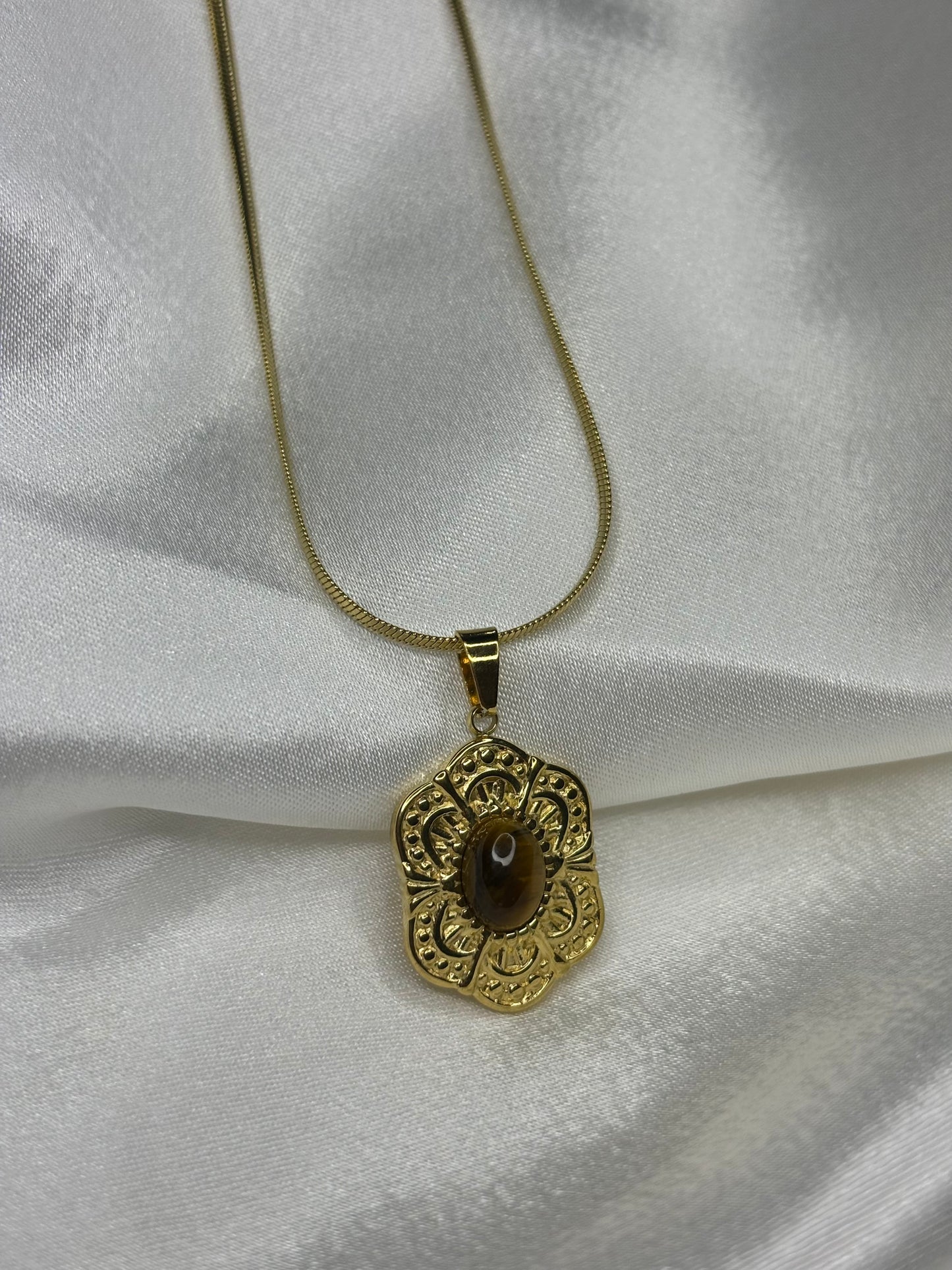 Estella Κολιέ με Καφέ Πετράδι