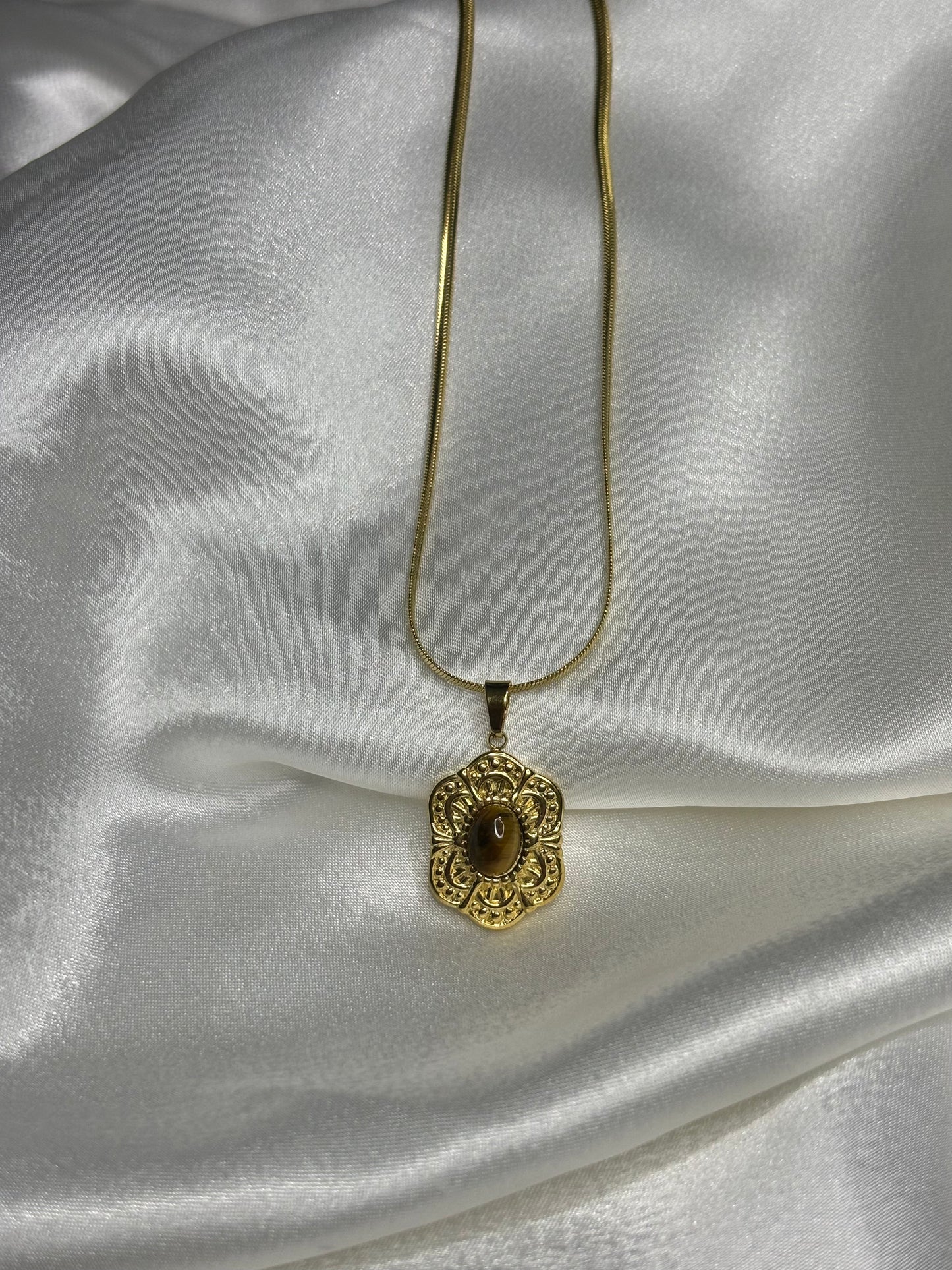 Estella Κολιέ με Καφέ Πετράδι