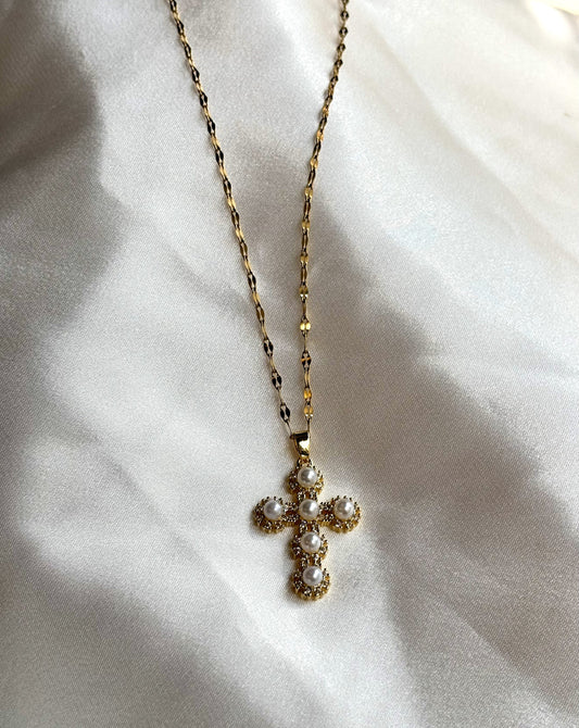 Theodora Κολιέ με Σταυρό, Ζιργκόν & Πέρλες